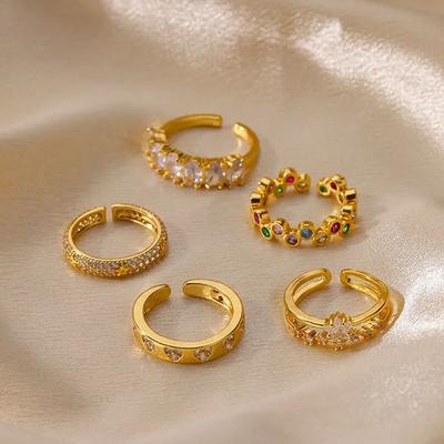 Bagues Coeur Géométrique en Zirconium Pour Femmes Acier Inoxydable Couleur Or Bague de Mariage Bijoux Esthétiques de Luxe Cadeau pour Couple