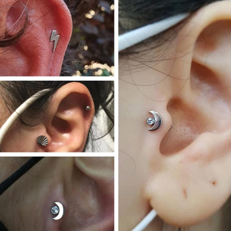 Elegant G23 Titanium Zircon Cartilage & Lip Piercing Stud