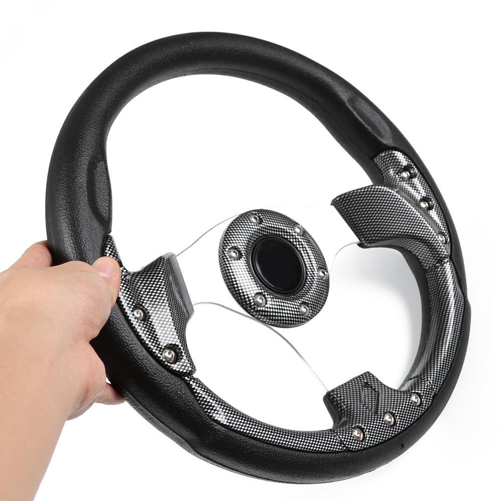 13 Inch 320mm PU PVC Classic Racing Game Drifting Sport Car Vintage Universal Car Refit Steering Wheel Black/Carbon Fibre Styl