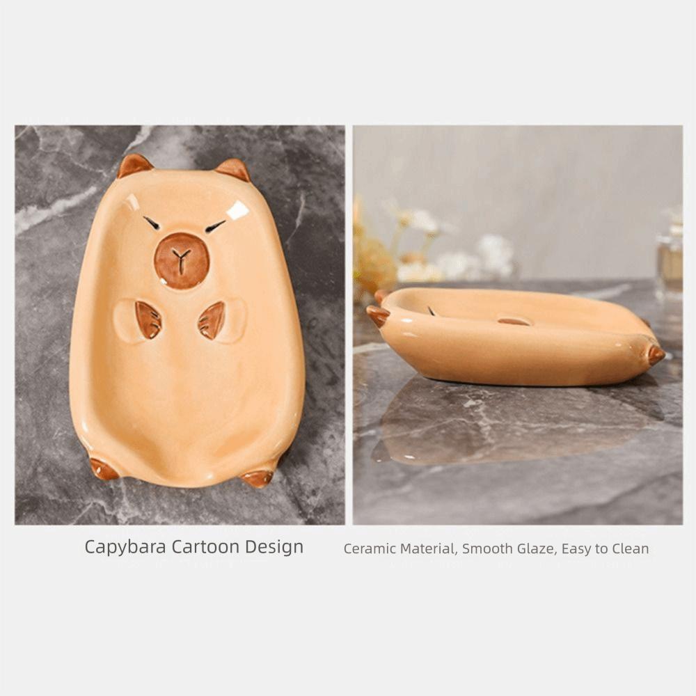Sloping Base Capybara Soap Tray Cartoon Soap Storage Rack Self Draining Soap Holder  Household