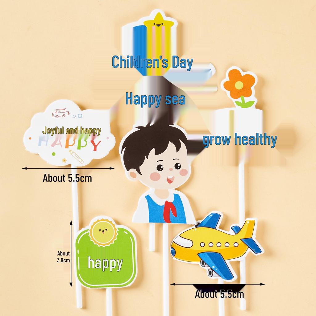 Children's Day Cupcake Toppers: Cute Cartoon Inserts - 61 Pieces