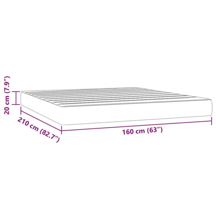 VidaXL Matelas de lit à ressorts ensachés rose 160x210 cm epaisseur 20 cm velours,matelas,matelas de lit,matelas à sommier tapissier