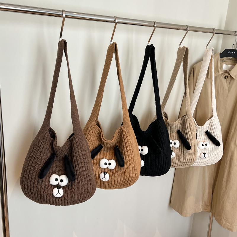 2025 Stylish Knitted Dog Crossbody Bag - Large Capacity Autumn/Winter Shoulder Bag for Women
