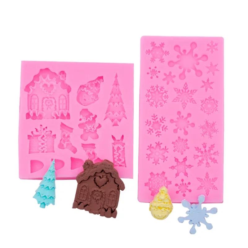 6pcs Christmas Mold Silicone Diy Christmas Tree Decoration Silicone Epoxy Resin Mold Cake Accessories Diy Baking Tools