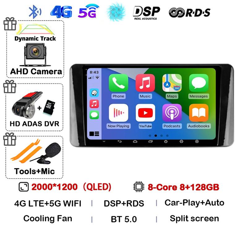 Android 14 Carplay Auto Car Radio For Volkswagen Polo Mk6 VI 2020 2021 2022 Video Multimedia Player Navigation GPS Stereo Audio