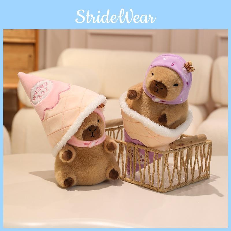 Cream Ice Strawberry Capybara Cute Cartoon Plush Doll Toy Decoration Bedroom