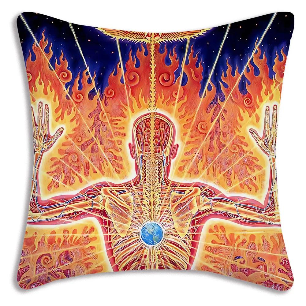 Home Decor Colorful Psychedelic Human Figure Pillow Covers Pattern Cushion Cover Suitable for Sofa Bedroom Car Pillow Cover
