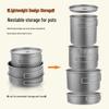 Lightweight Pure Titanium Camping Cookware: Folding Pot, Soup Pot, Tableware, and Multi-Purpose Frying Pan