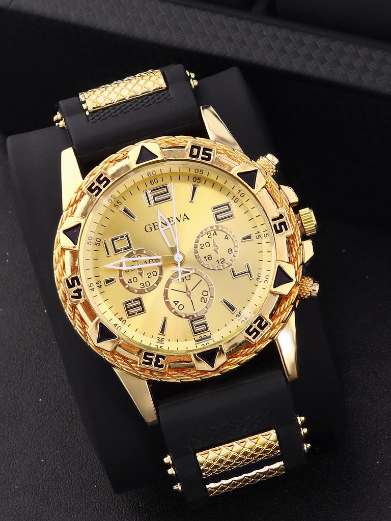 Men's Business Quartz Watch Trendy Style with Silicone Strap Suitable for Daily Wear Party Outfits Birthday Gift