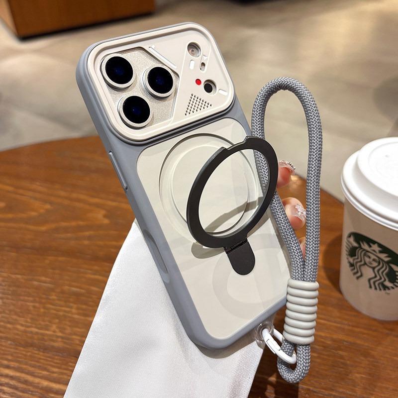 Wrist Strap Metal Ring Bracket For Magsafe Case For iPhone 17 Air 16 15 14 13 12 11 Pro Max Plus Matte Armor Stand Holder Cover