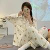 Double-Sided Velvet Fleece Pajama Set - Women's Long-Sleeve & Long-Pant, Cartoon Print, Warm Autumn/Winter Homewear