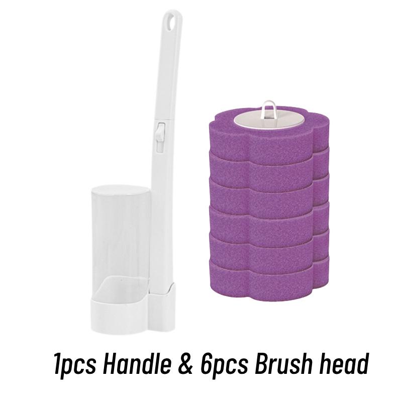 Disposable Toilet Brush Wands With Replaceable Heads Easy To Clean Toilet Bowl Lid And Corner Dirt Plastic Material Blue Yellow Purple