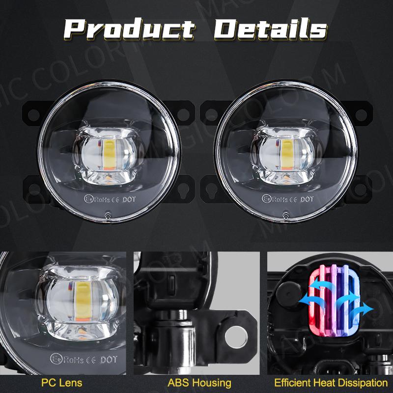 LED Fog Light For Citroen Ford Honda Suzuki Isuzu Mitsubishi Renault Auto Car Fog Lamp 8000LM 30W White Yellow 12V Waterproof