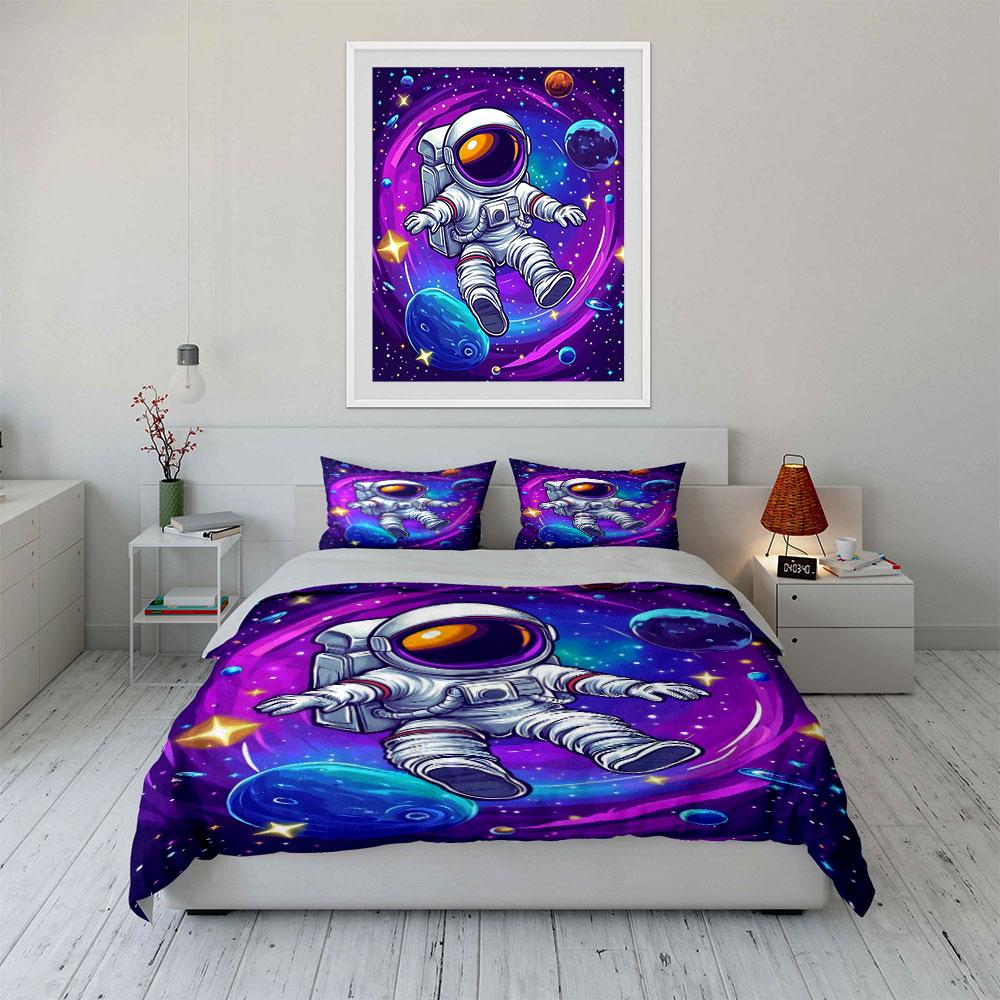 Astronaut Surrounded by Planets. Bedding Sets Duvet Cover Sets Duvet Covers Pillowcases(1*Duvet Cover 2*Pillowcases Without Duvet Insert)