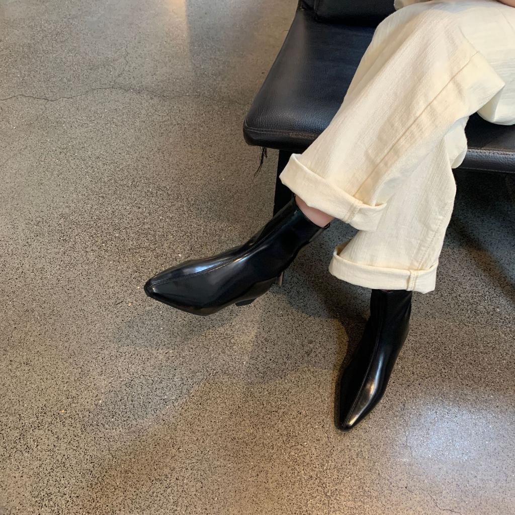 2025 autumn new thick heel French British style retro square head short boots women's boots