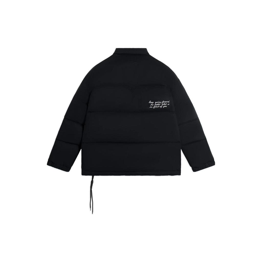 Li Ning Buchstabenprint Revers Locker Kurz Daunenjacke Herren Oberbekleidung Schwarz AYMR541-3