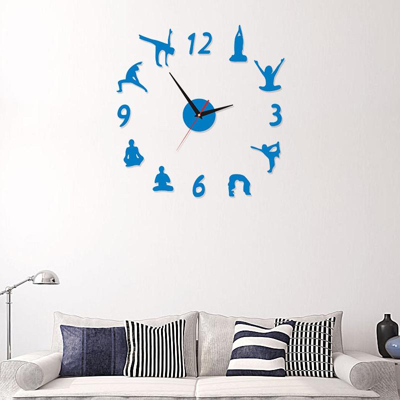 Creative Clock, Living Room Clock, Personalized Yoga DIY Clock, Acrylic Decoration, Fashionable Wall Clock, Wall Sticker DIY Clock