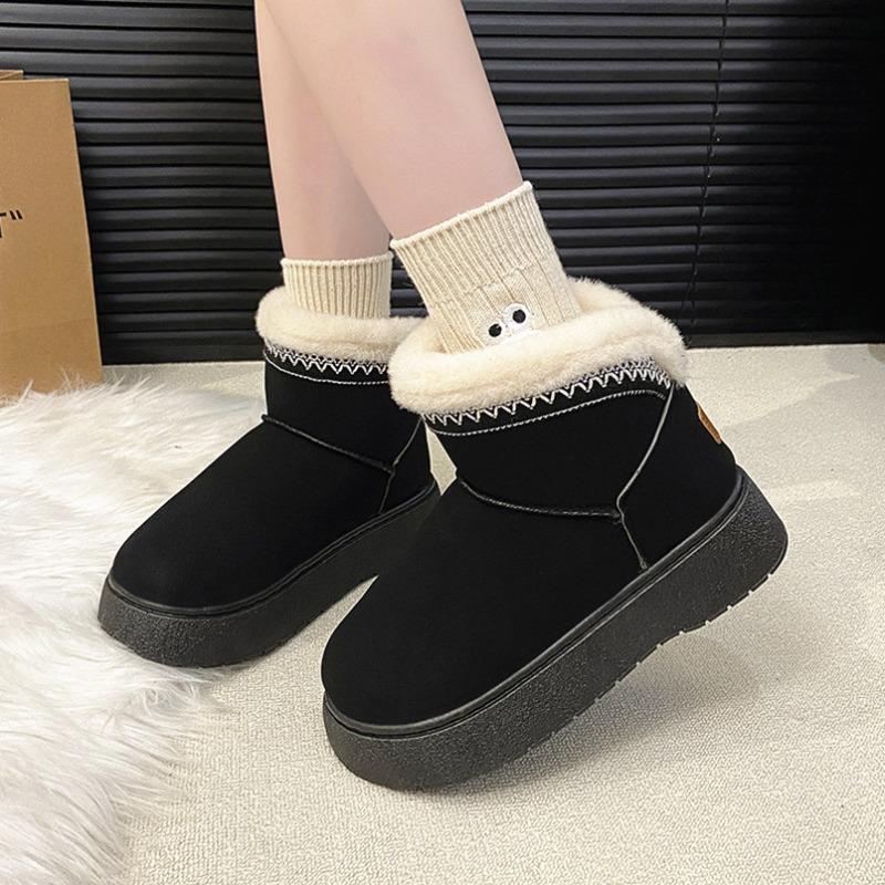 Autumn and Winter New Wool Thick-soled Short Snow Boots Women's Foreign Trade Large Size Round Head Foot Thickened Cotton Shoes