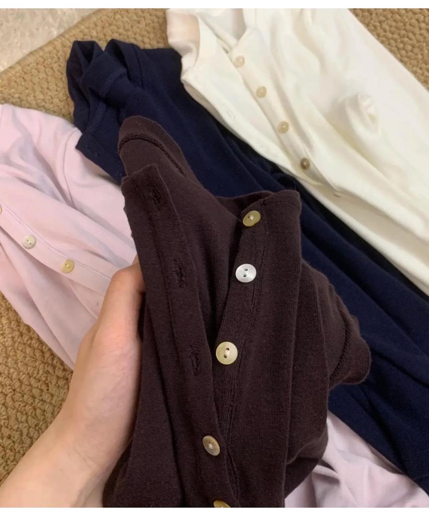 Women's Faux Cashmere Henley Neck Slim Fit Long Sleeve Top - Autumn/Winter Spicy Girl Style