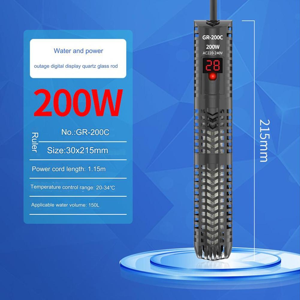 LED Digital Submersible Aquarium Water Heater Quartz Tube Fast and Precise Temperature Control 18 34 Degrees Range