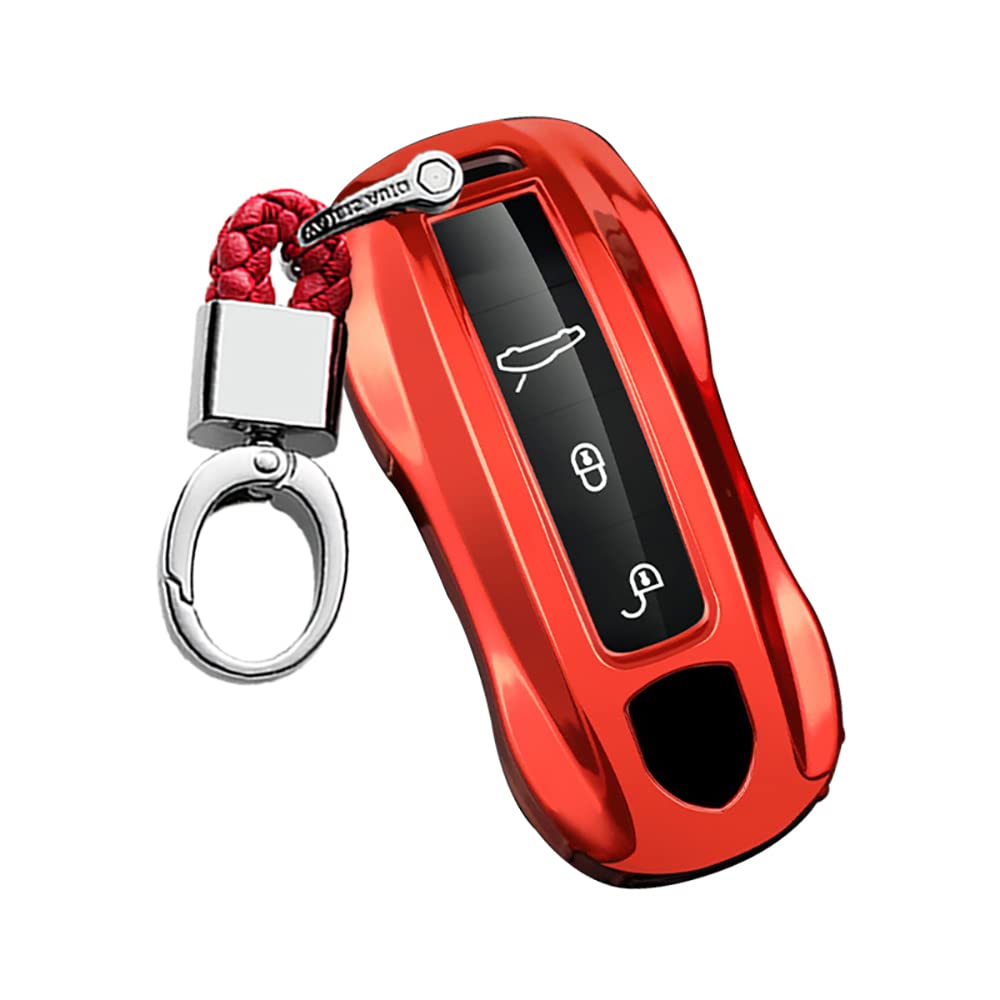 

SANRILY Чехол для смарт-ключа, Крышка для ключа, Защита ключа, Держатель для ключа, Для Porsche Cayenne Boxster Compatible with genuine car красный