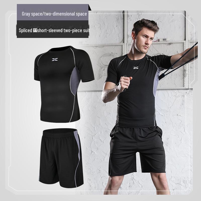 Men's Casual Fitness Running Suit: Shorts & Short-Sleeved Tights for Yoga & Training