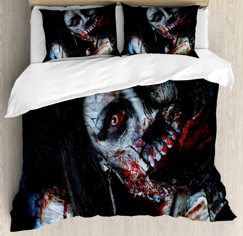 Scary Horror Movie Duvet Cover Set Dark Terror Killer Bloody Bedding Set Horrible Halloween Quilt Cover Single/Double/King Size