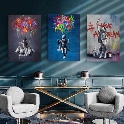 Abstrakte Kunst Leinwandmalerei Straßengraffiti-Wandplakat und Druck für Wohnzimmer Schlafzimmer Home Bilder von Fresko-Dekoration