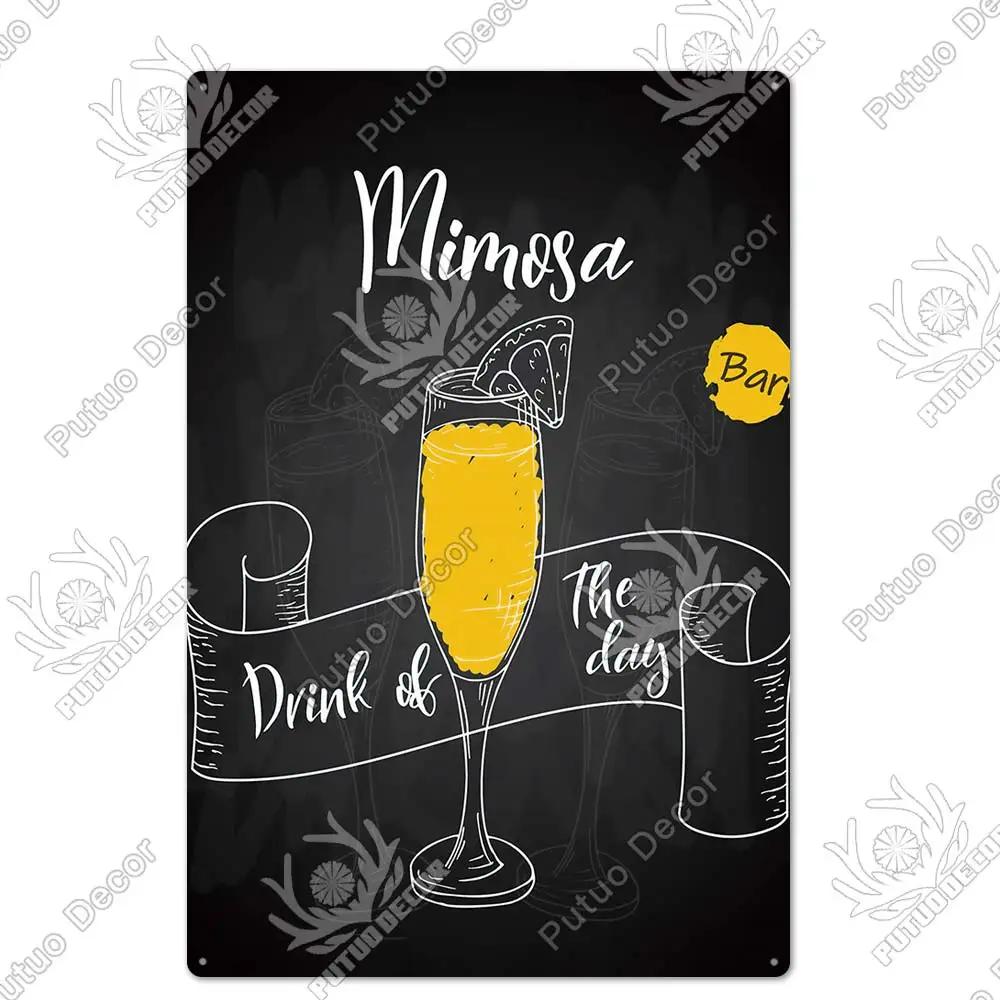 Putuo Decor Vintage Cocktail Metal Sign  Tin Plaque for Wall Decor Perfect for Bar Pub Man Cave or Living Room Decoration  Retro