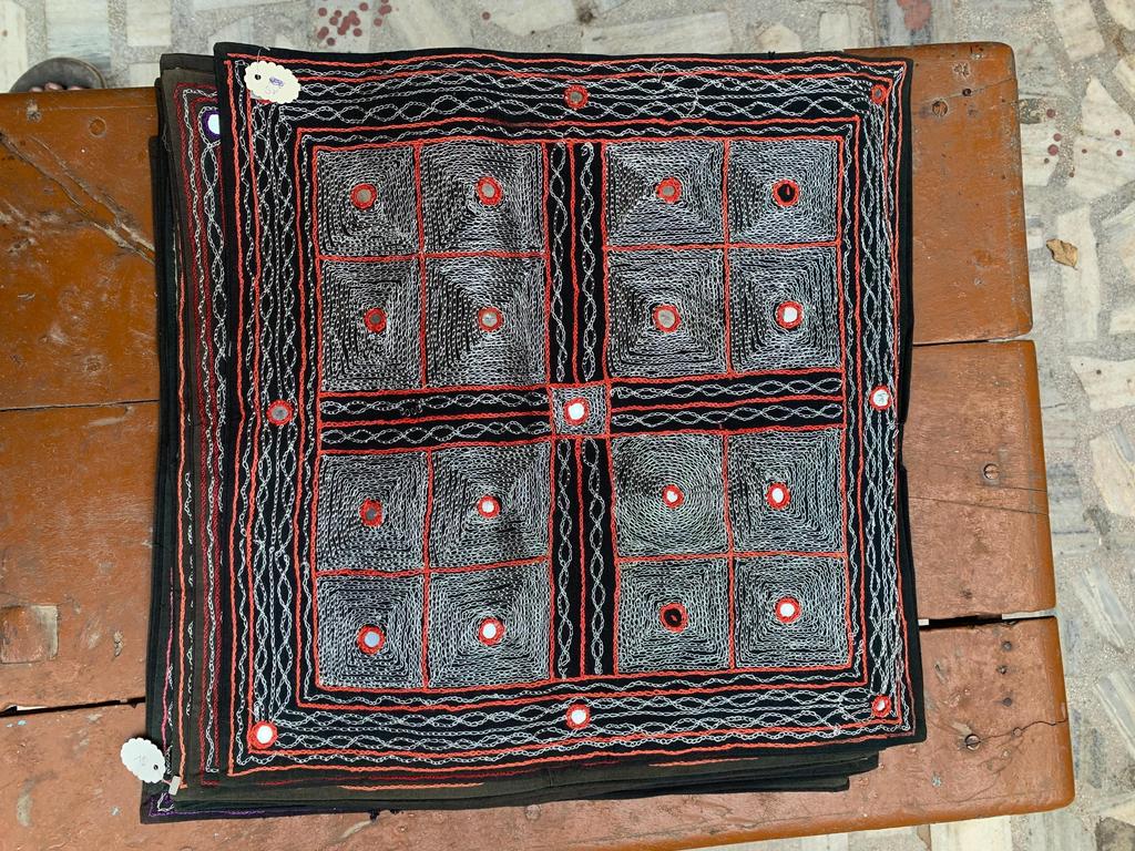 Hand Embroidered Cotton Pillow Cover: Bohemian Cushion (40"x 40")