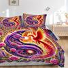 3pcs Dragon and Phoenix Dance Amidst Flowers and Light Pattern Bedding Three-Piece Set (1 Cover + 2 Pillowcases, No Fillings), This Printed