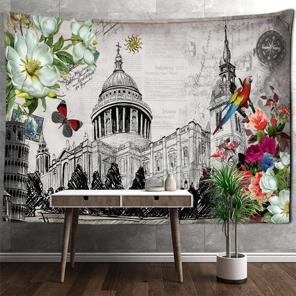 Nautical Background Cartoon Stamp Tapestry Wall Hanging Retro Kawaii Hippie Tapiz Psychedelic Kids Room Home Decor