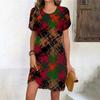 Fashion 3D Print Summer Dress Loose Casual Short Sleeve O-Neck Mini Dress