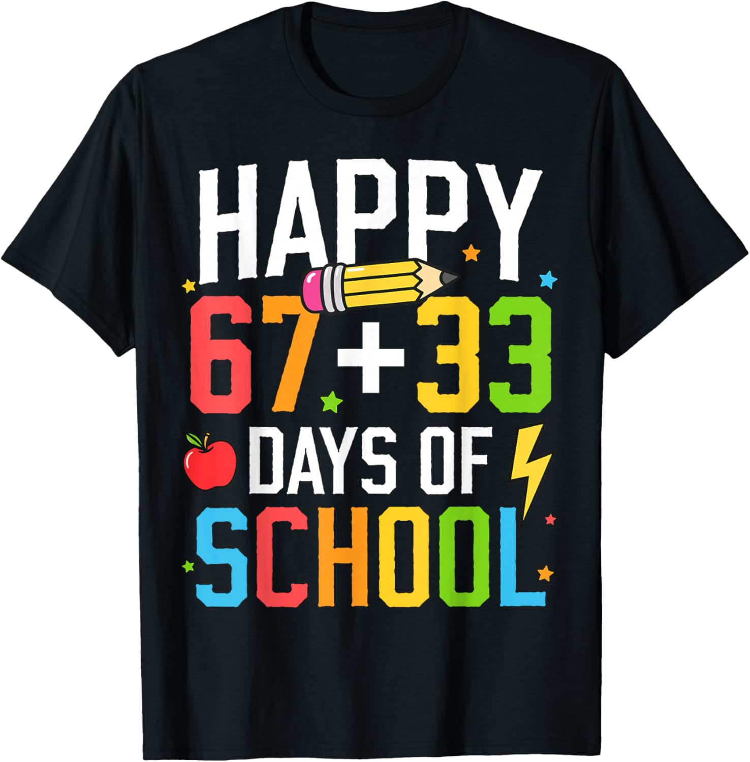 Happy 67 33 Days of School 100th Day of School Kids Teacher T-Shirt S разноцветный