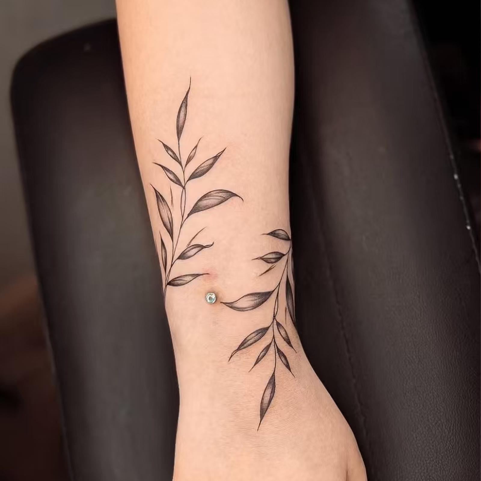 Glow Makeup Unisex Small Fresh Branch Vine Tattoo Sticker Forest Leaf Long-Lasting Waterproof Niche High-End Matching Pattern