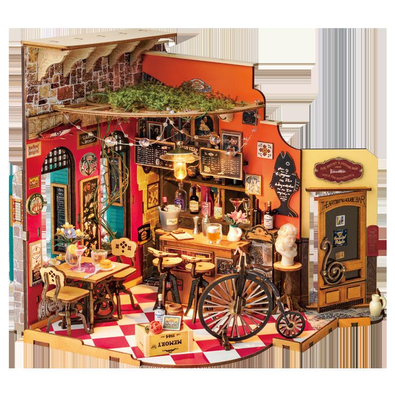 Rolife DIY Cheers Bar Miniature: Assembly Model House Gift for Girls