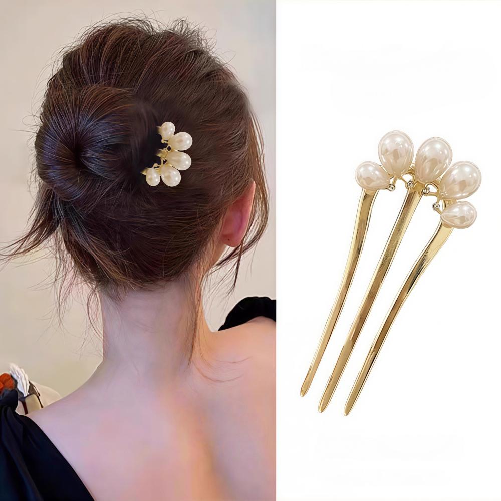 Luxury Pearl Hairpins For Women U-shaped Thick Metal Hair Clip Pins Women Girls Hair Sticks Hair Styling Tools Accessories Gifts