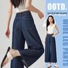 Women's Tencel High-Waist Wide-Leg Cropped Jeans