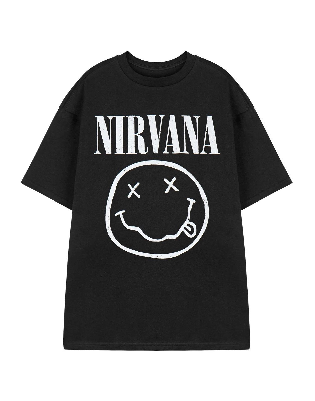 

Мужская футболка Nirvana с черным логотипом, с коротким рукавом L