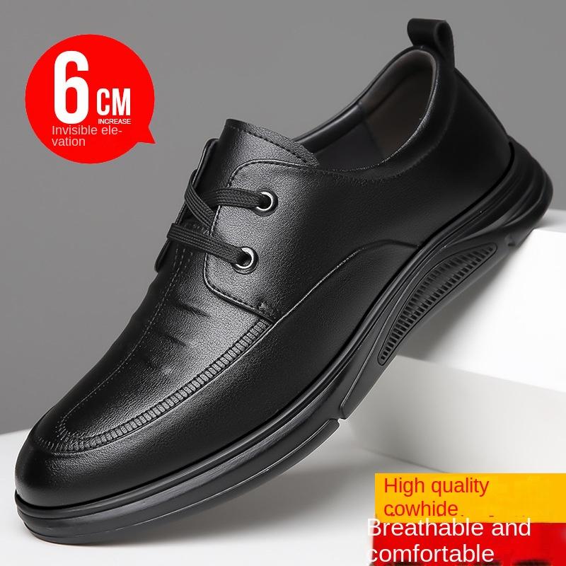 Fashion2024 Spring Autumn New Designer Loafers Men Invisible Elevation Soft Leather Black Shoes Male Fashion Casual Men's Shoes