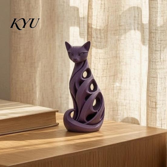 Modern Indoor Decorations Spiral Cat Sculpture Resin Ornament, Creative Twisted Statue, Artistic Decorative Ornaments Desktop Decor for Home
