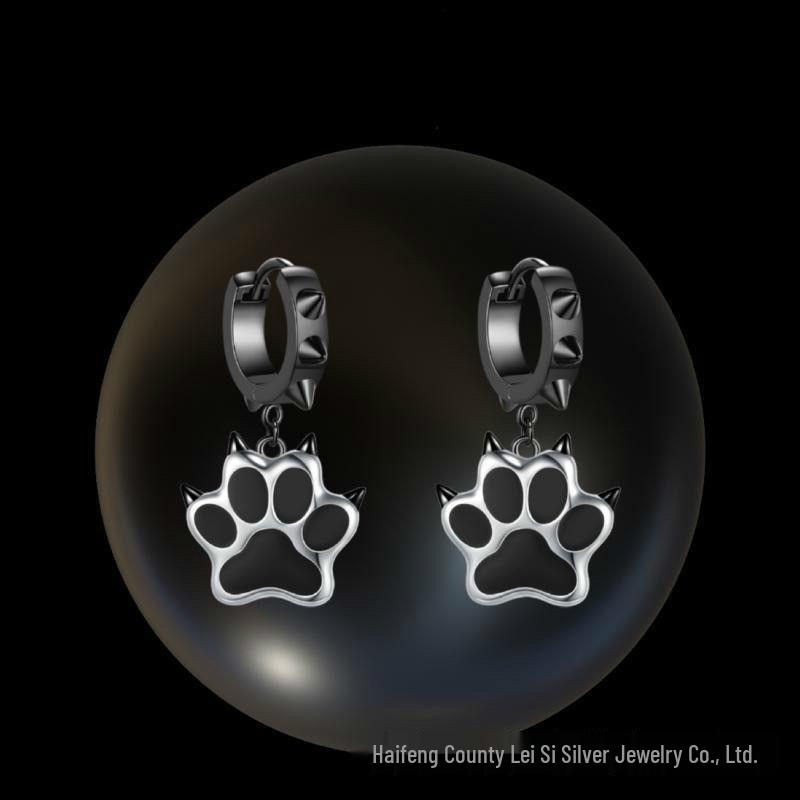 

2023 Punk Rock Rivet Cat Paw - Rebellious Puppy Series: Minimalist, Fashionable, Exquisite Design чёрный