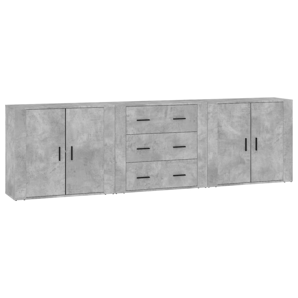 Sideboards 3 pcs Concrete Grey Particleboard