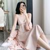 Ice silk pajamas women's spring and autumn high-end halter suspender dress nightgown set with chest pad sexy pure loungewear