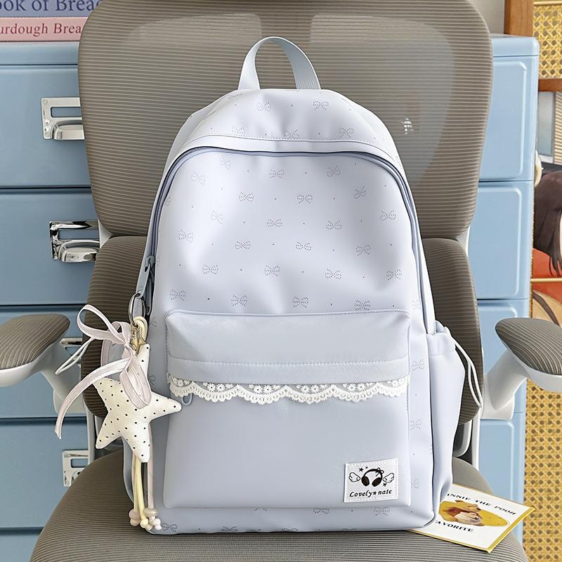 Schoolbag Japanese high-value lace girls schoolbag fresh and sweet candy-colored casual backpack large capacity lightweight backpack