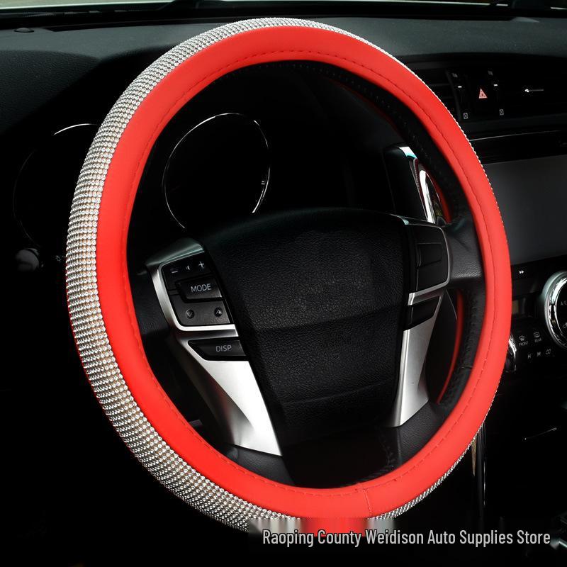 Universal Car Rhinestone Steering Wheel Cover - Four Seasons, Non-slip, Cute Full Diamond Crystal Design