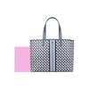 TB Perry Quilted Logo Commuter Large Capacity Leather Tote Bag Women Tote Blue Multicolor 82398-415