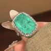 Jewelry Ring Simulation Red Corundum Emerald Zircon Women'S High-End Light Luxury Retro Jewelry