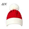 Warm Cuffed Cap for Women Christmas Elf Hat, Cozy Winter Knit Hat with Pom Pom, Stretchy Skull Outdoor Cold Weather Soft Polyester
