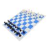 Chess Set 42cm Blue and White Rollable PU Checker Board 75mm Plastic Chess Pieces with Felt Padding